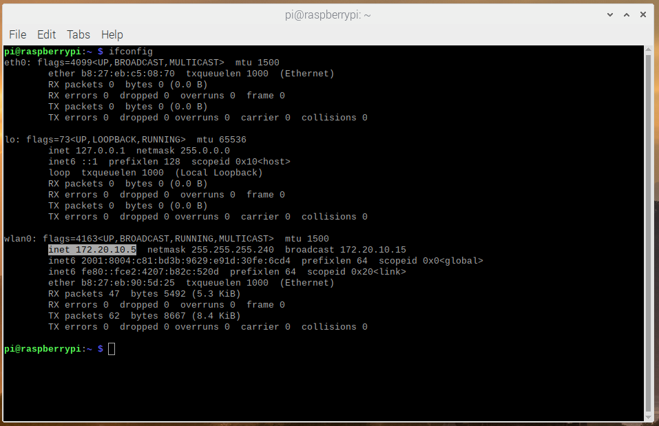 Network interfaces in a terminal